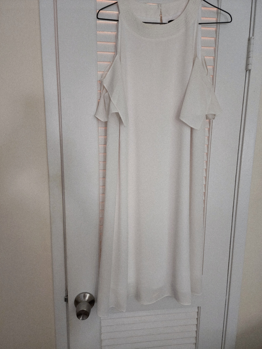 Women's Cream Cold-Shoulder A-Line Dress